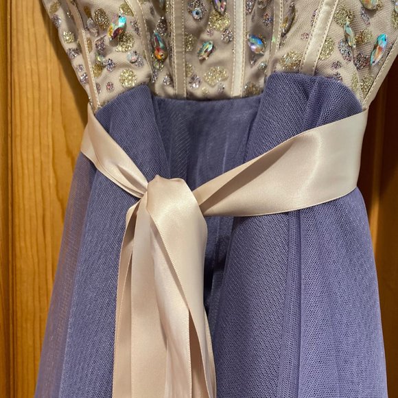 Short light purple sequined strapless dress size 7 by Nights by Teeze Me - Picture 3 of 7